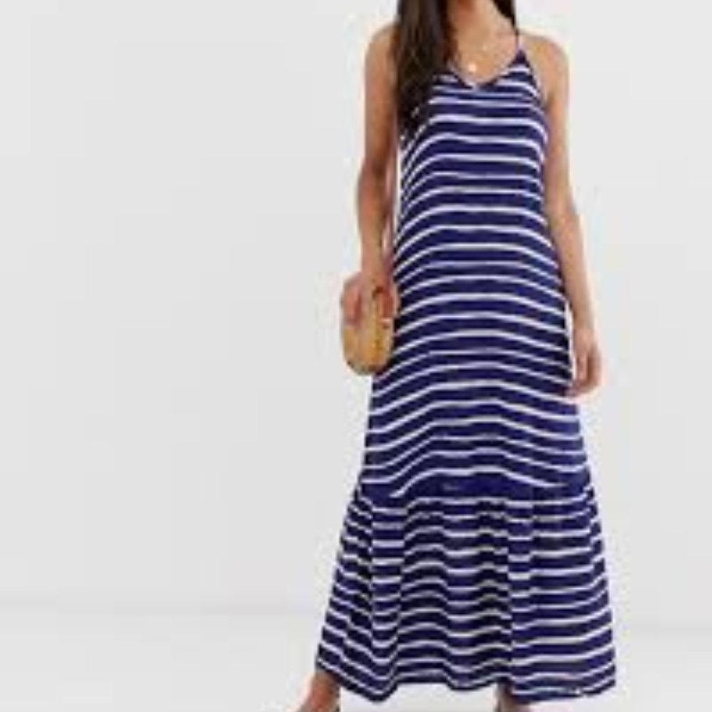 Superdry Blue Evee Stripped Strappy Maxi Dress